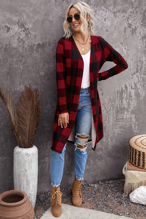 Print Colorblock Long Cardigan
